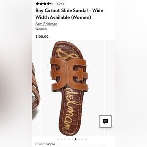 Sam Edelman Saddle Brown Slide Sandals